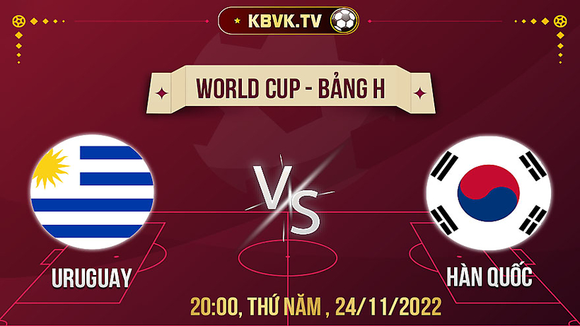 Uruguay và Hàn Quốc, 19h45 ngày 24/11 (World Cup)
