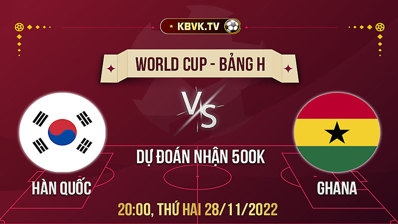 Hàn Quốc và Ghana, 20h00 ngày 28/11 (World Cup)