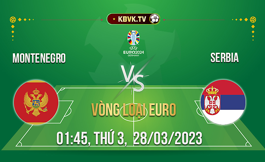 Montenegro và Serbia, 01h45 ngày 28/03 (Vòng Loại Euro)